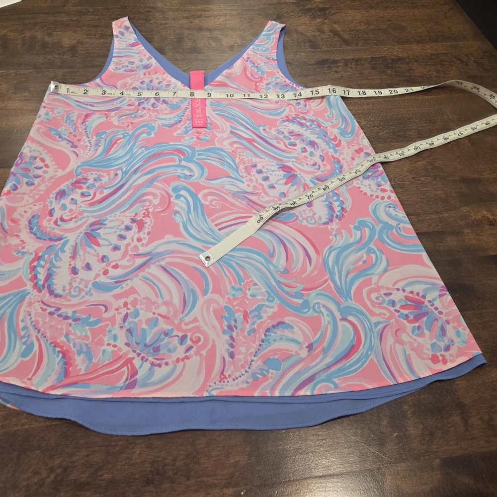 Lilly Pulitzer Florin Reverisble Pink Blue Sleeveless Blouse XXS - Picture 5 of 10